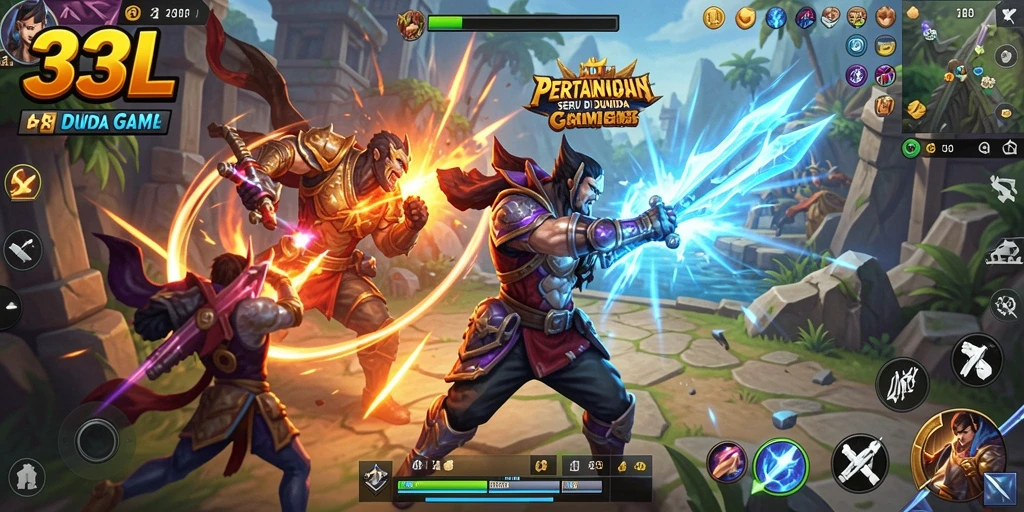 Tampilan gameplay mendebarkan dalam 33L dengan pertarungan karakter.