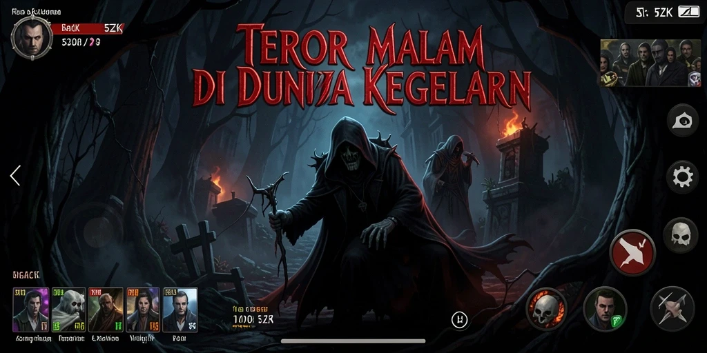 Screenshot gameplay 5ZK menampilkan suasana horor yang intens.
