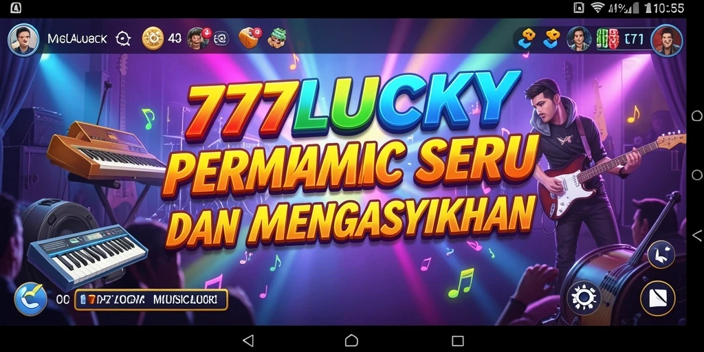 Screenshot gameplay 777LUCKY yang menunjukkan keseruan bermain musik.