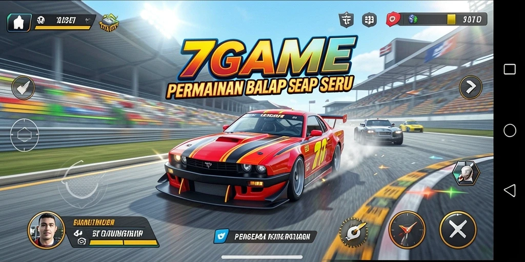 Tampilan mendebarkan dari gameplay balap di 7GAME.
