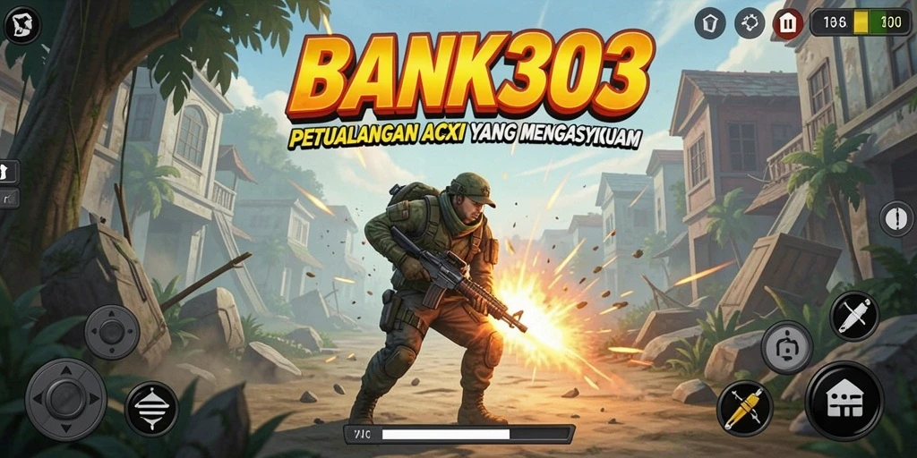 Tangkapan layar menunjukkan aksi mendebarkan dalam BANK303.