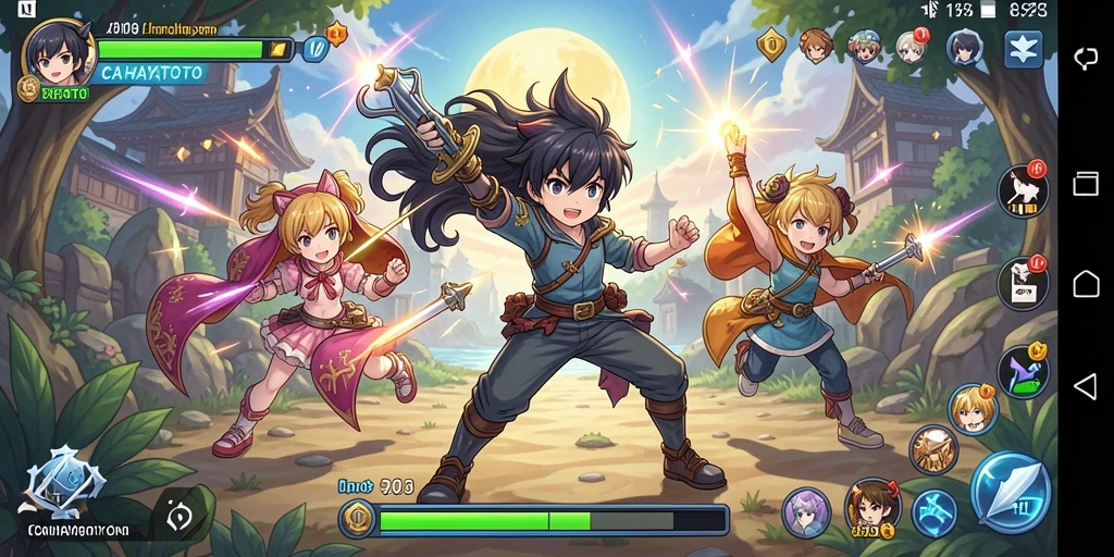 Tampilan gameplay CAHAYATOTO yang menakjubkan dengan karakter Anime.
