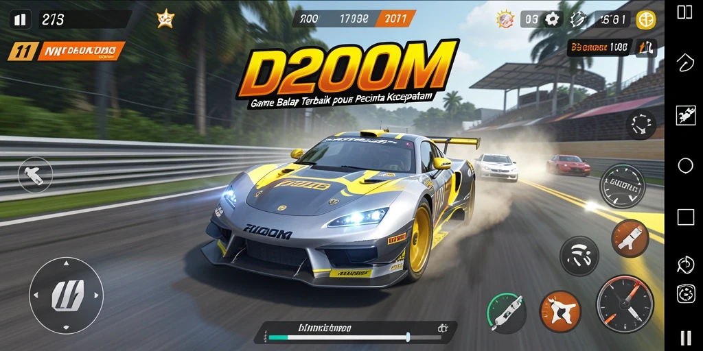 Tampilan permainan balap yang seru dan menantang di D200M.