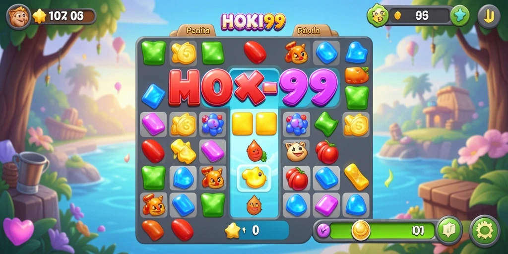 Tampilan gameplay HOKI99 yang seru dalam permainan Match-3.