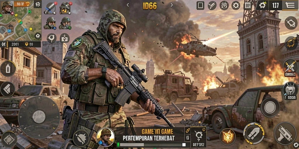 Tampilan gameplay menarik dari ID66 dalam aksi pertempuran Battle Royale.