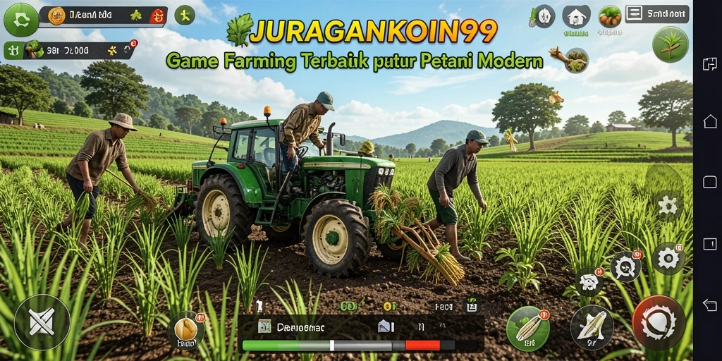 Tampilan gameplay menarik dari JURAGANKOIN99 dengan aktivitas bertani.