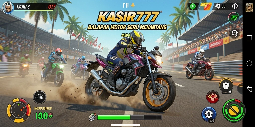 Tampilan mendebarkan dari gameplay KASIR777 saat balapan motor.