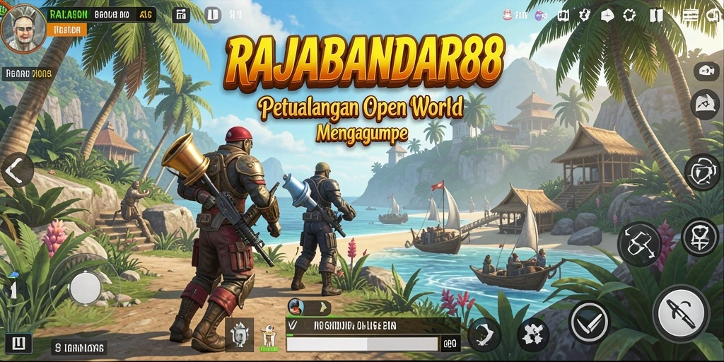 Screenshot menampilkan aksi menarik dalam RAJABANDAR88 dengan dunia Open World yang luas.