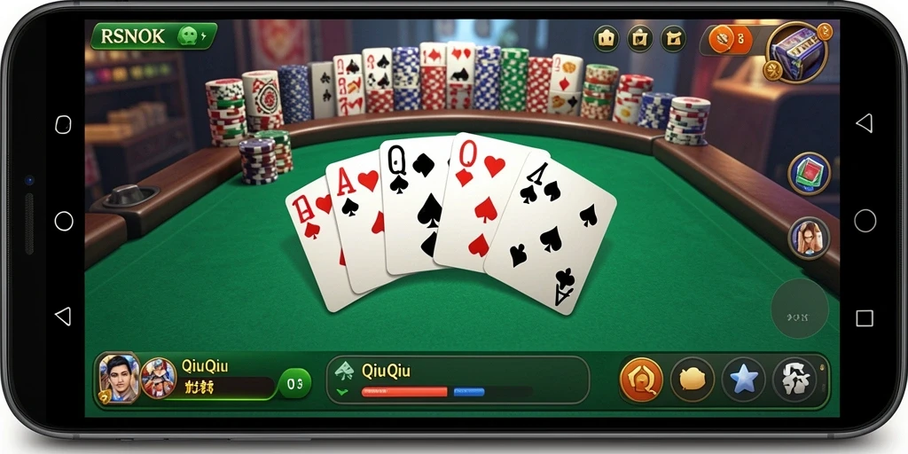 Gambaran gameplay RSNOK dalam permainan QiuQiu yang seru.