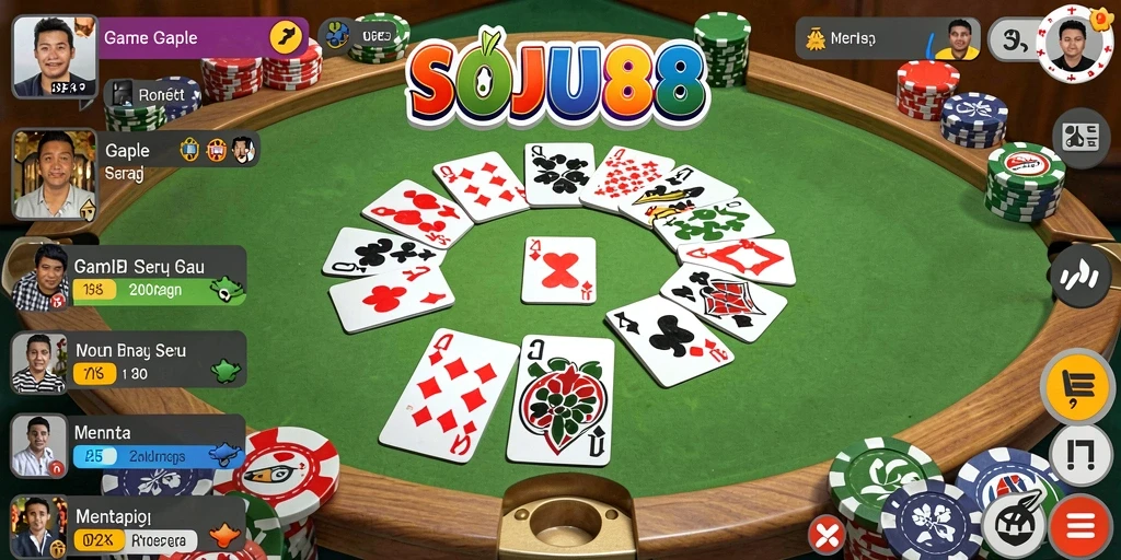 Tampilan menarik dari gameplay Gaple SOJU88 yang mengasyikkan.