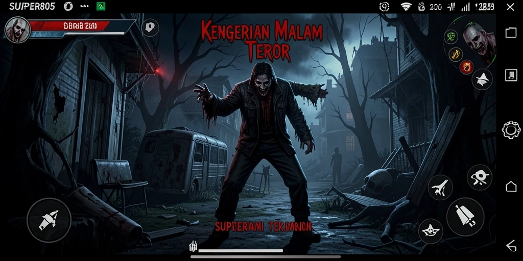 Tangkapan layar utama <strong>SUPER805</strong> menampilkan momen menegangkan saat menjelajahi rumah angker.